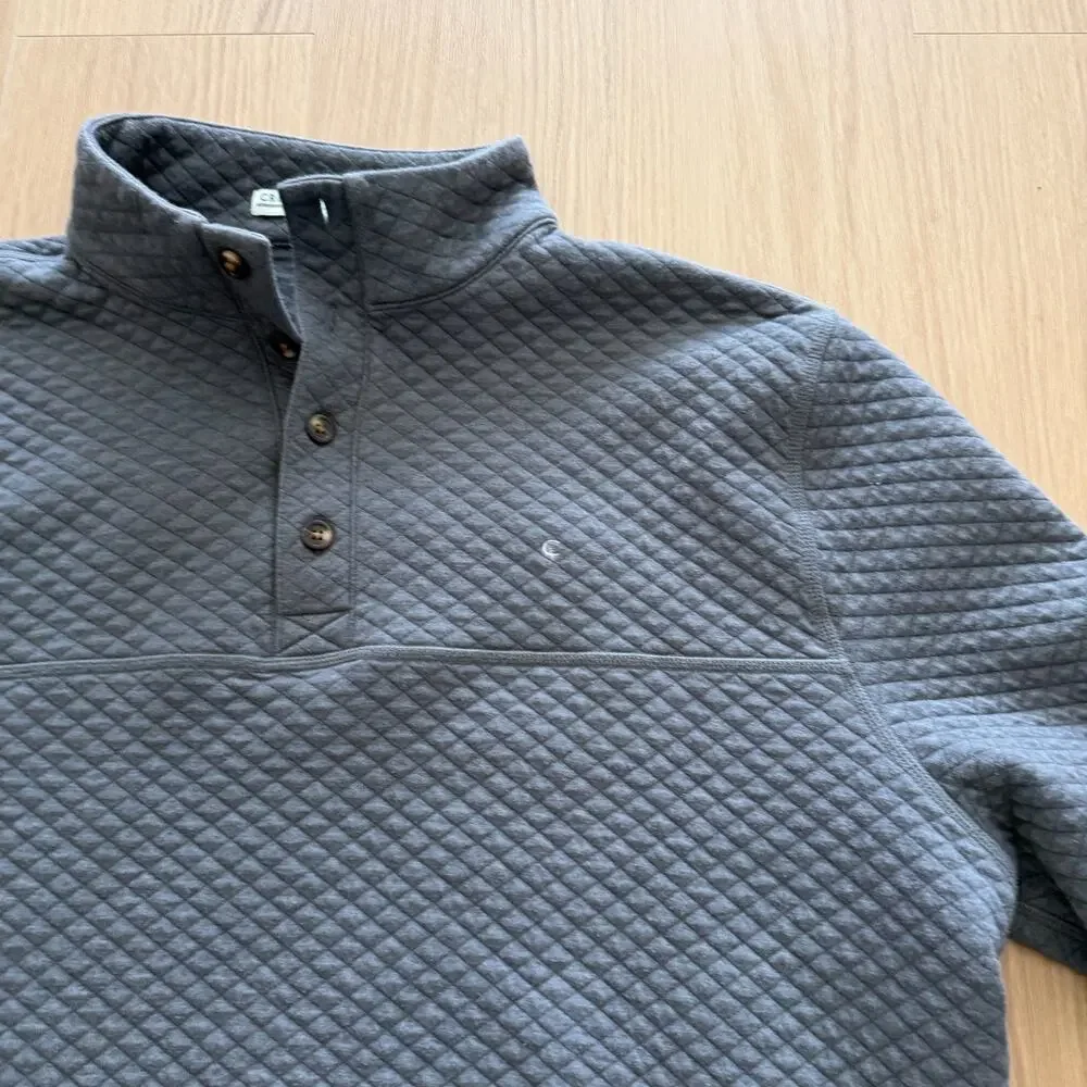 Criquet Quilted Pullover Sweater Men XXL Gray Henley Long Sleeve Outdoor Golf